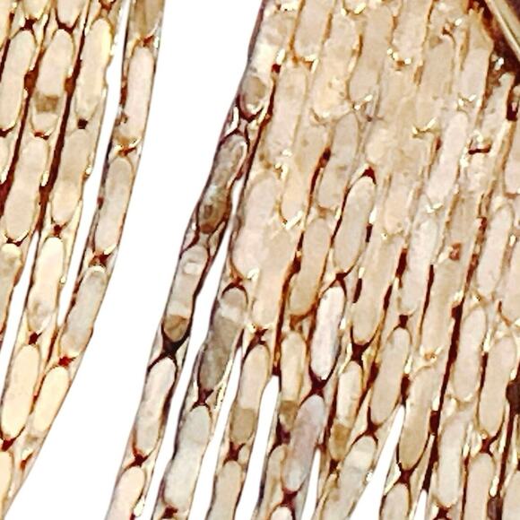 VTG Signed Ellen Tracy Earrings Teardrop Fringe Clip On Glam Shimmer Gold Tone - Picture 9 of 11